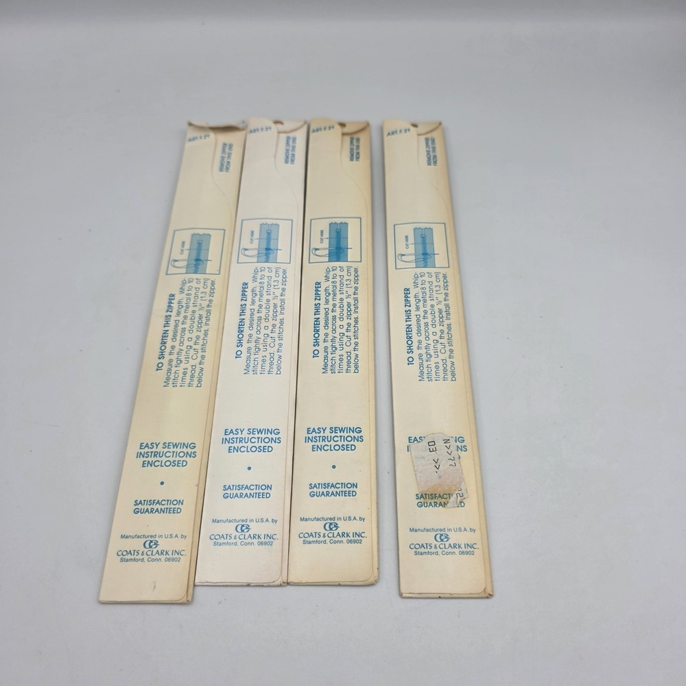 4~ Vtg J & P Coats 7" Zippers Metal All Purpose 2 Black 1 Red 1 Brown - Picture 3 of 3